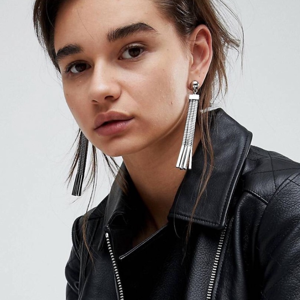 Silver tassel earrings